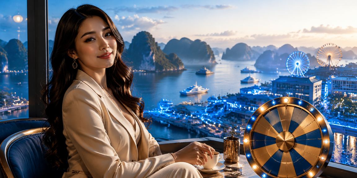 Người dùng thư giãn tại Hạ Long tham gia cá cược trực tuyến với điện thoại bên tay